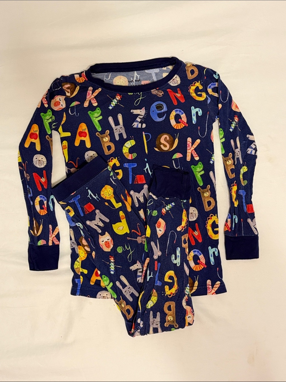 Little Sleepies Navy Alphabet Print Long-Sleeve Pajama Set
